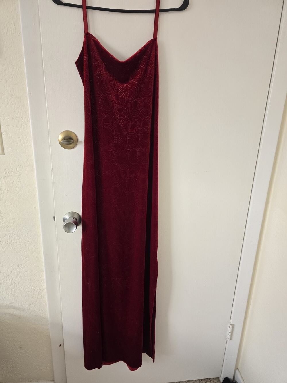 Red Velvet sparkle Maxi Dress strap back M vintage dance Christmas formal sz 10